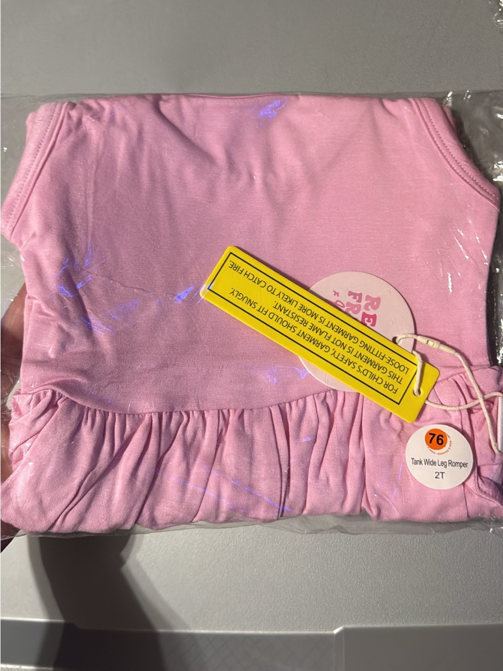 Classic Pink Tank Romper for Kids - 2T